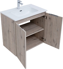 Aquanet Мебель для ванной Алвита New 70 2 дверцы подвесная дуб веллингтон белый – фотография-7